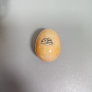 Vintage Hand Carved Onyx Stone Egg Figurine Orange Polished Made in Mexico